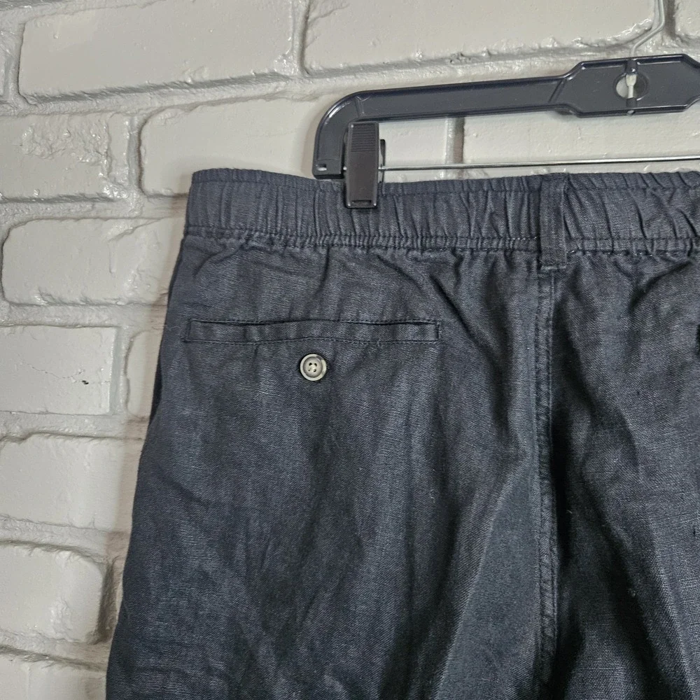 28 Palms Mens Black Linen Pants XL 39x30 Elastic Waist Drawstring‎ Beach Resort